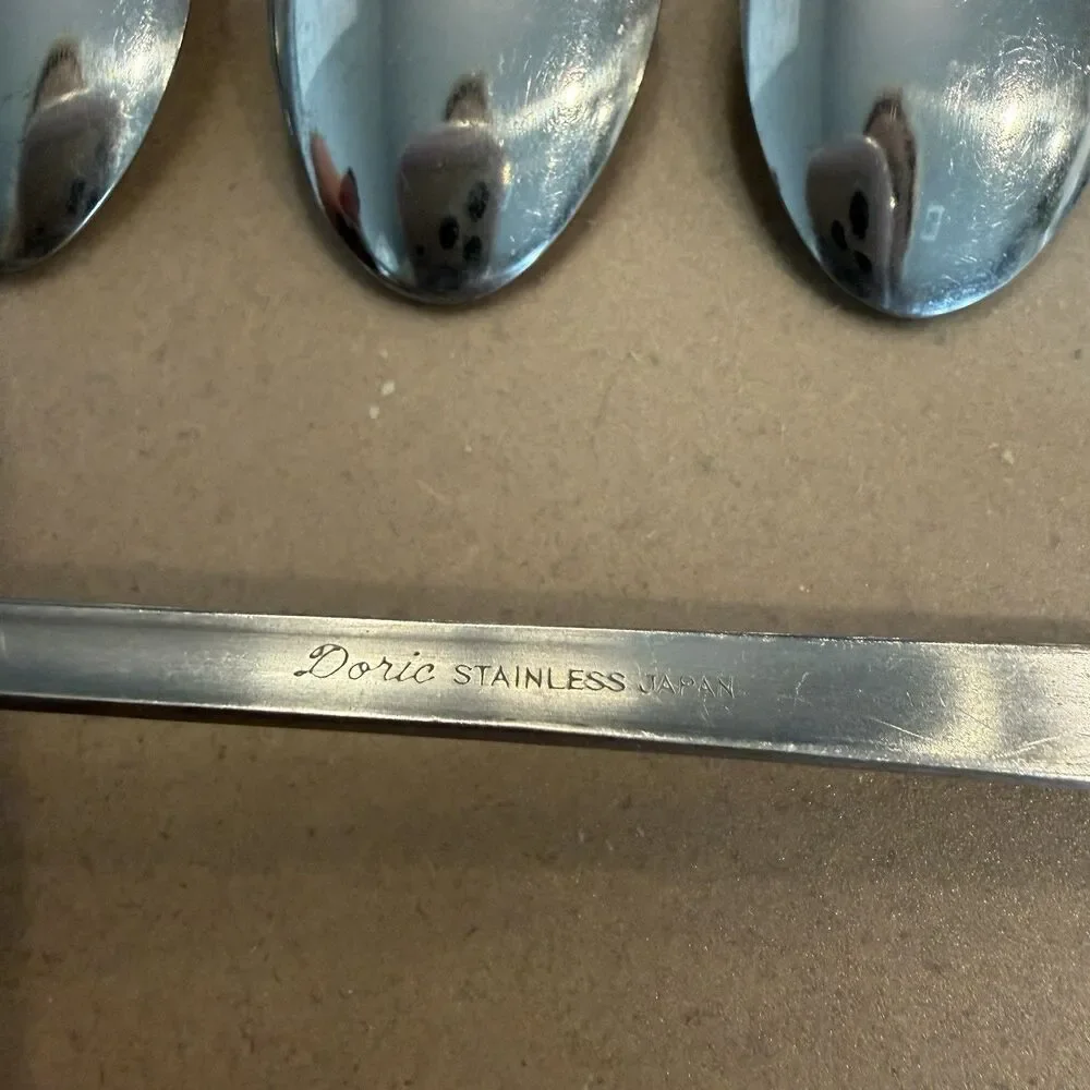 Doric‎ Japan MCM Stainless Lot Of 6 Long Tea Spoons Mid Century Modern Flatwear